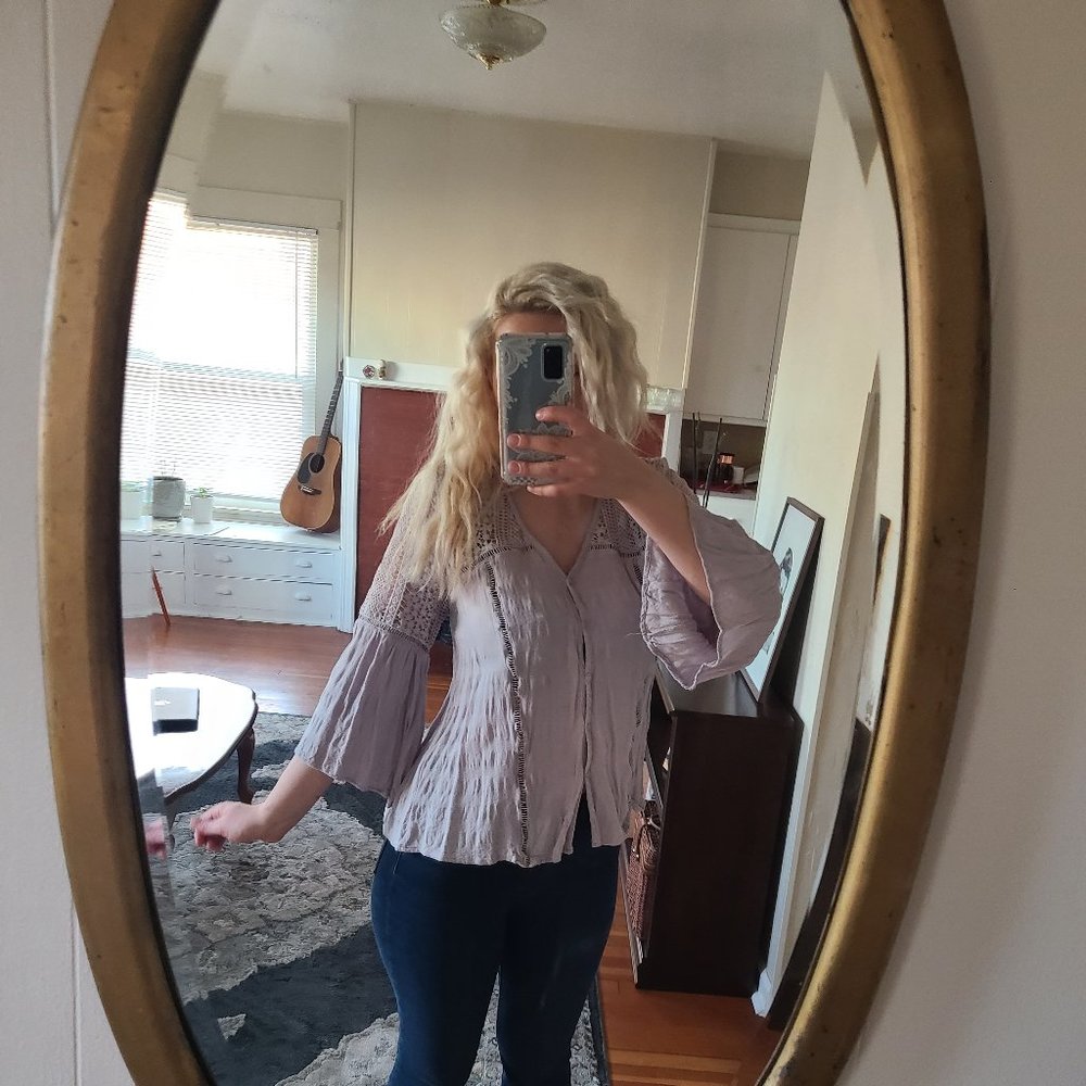 Lavender Button Down with Flare Cuffs